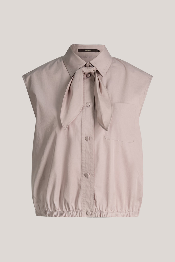 Führt zu Produktdetailseite „Popeline-Baumwoll-Blusen-Top ohne Arm in Taupe"