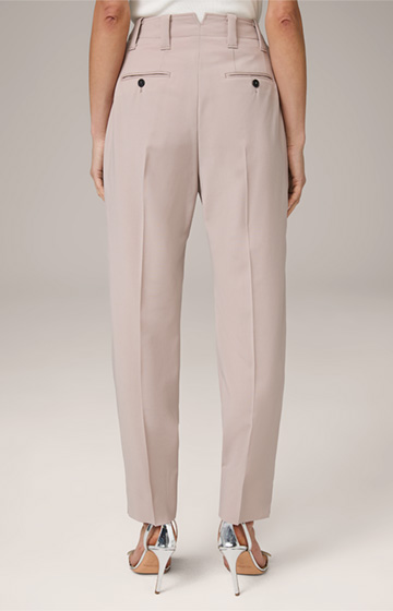 Virgin Wool Pleated Trousers in Taupe