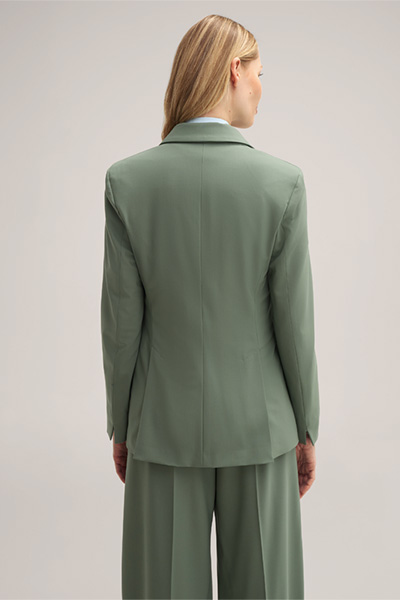Virgin Wool Stretch Blazer in Sage Green
