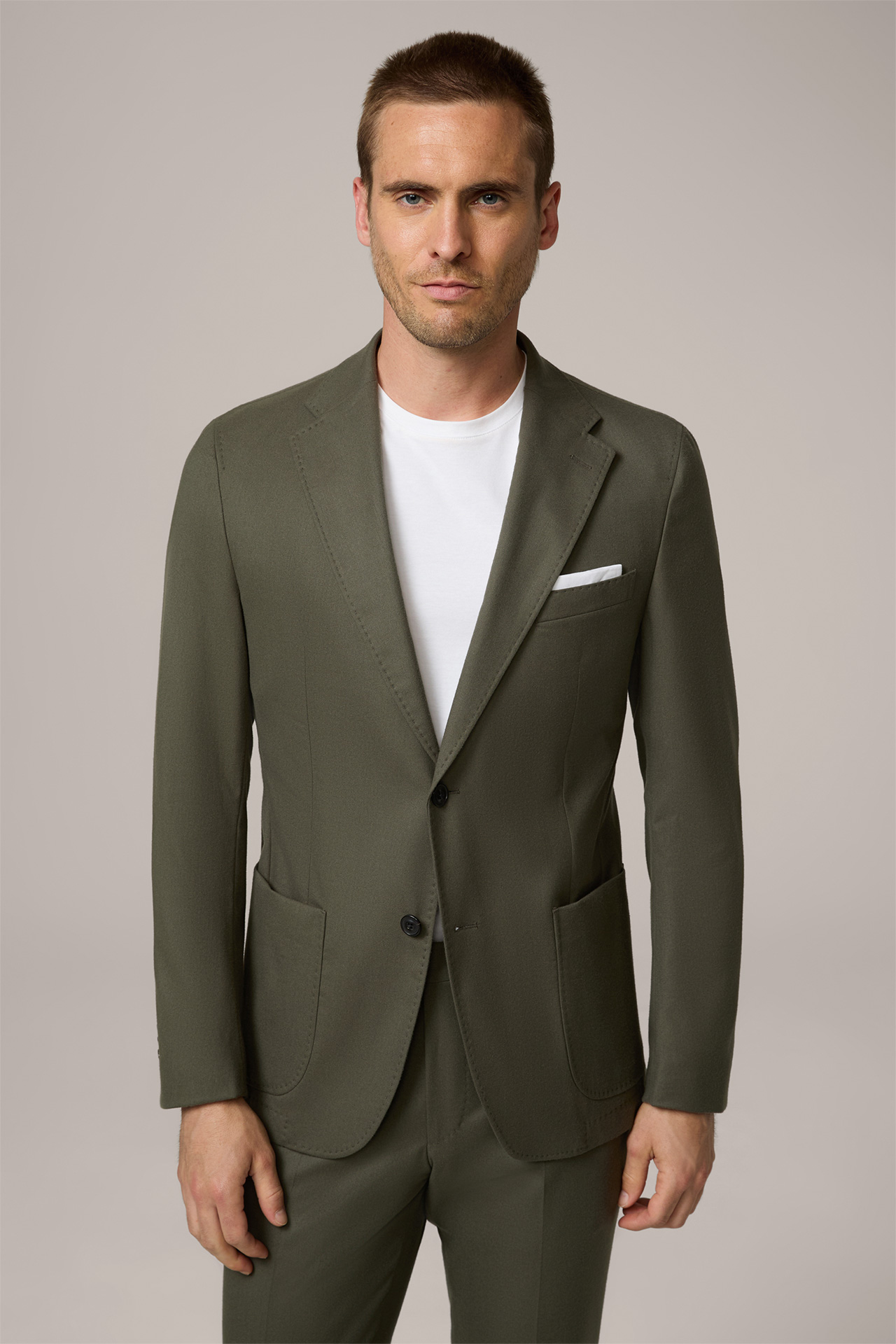 Veste de costume modulable Giro en laine mélangée, couleur olive