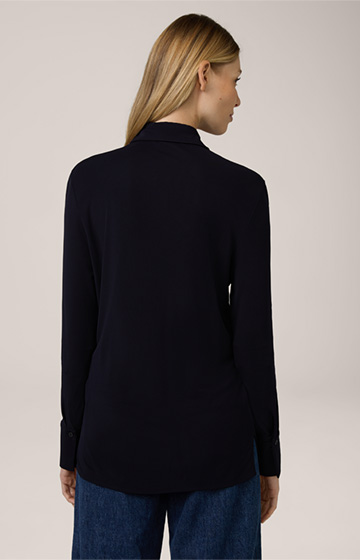 Viscose Shirt-style Blouse in Navy