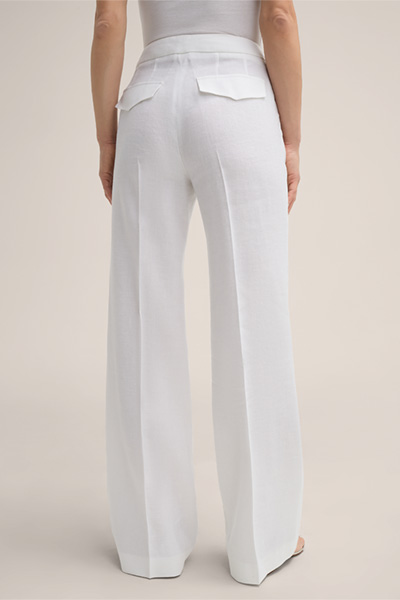 Stretch Linen Marlene Trousers in White