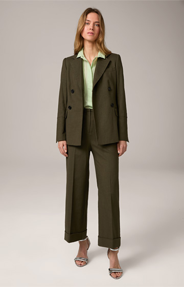 Pantalon style jupe-culotte en coton mélangé, couleur olive