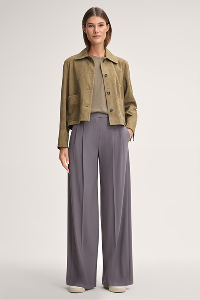 Short-sleeved Lyocell/Cotton Shirt in Olive