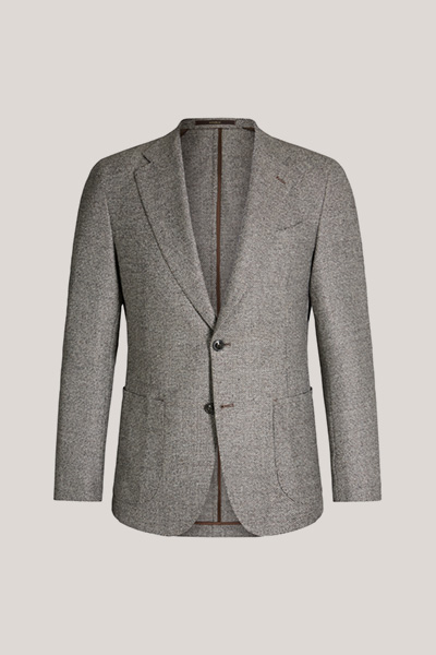 Giorno Modular Jacket in Virgin Wool in Textured Green and Brown