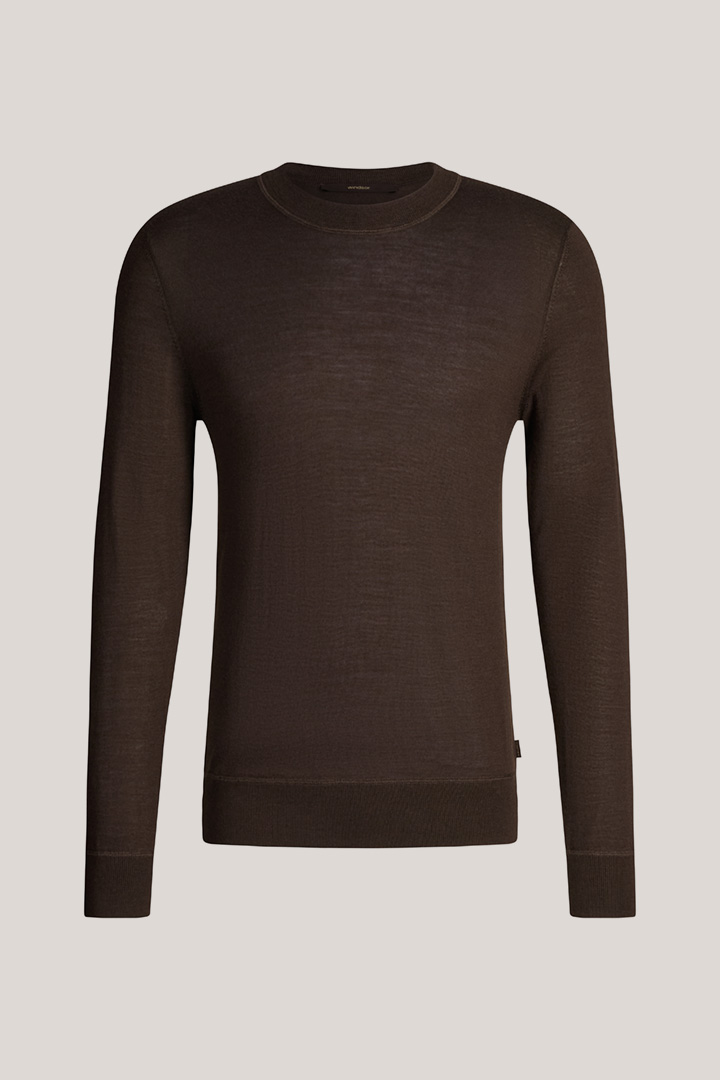 Strick-Pullover Nando mit Cashmere und Seide in Braun