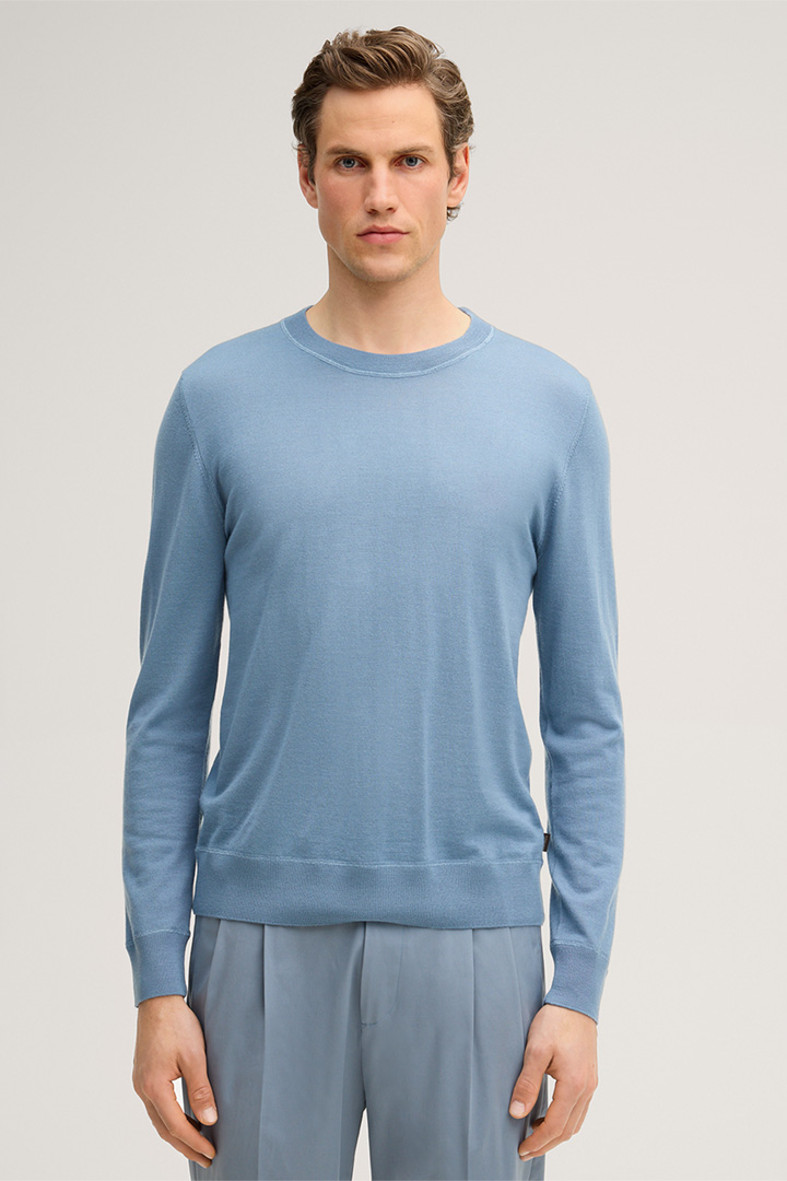 Nando Knitted Pullover with Cashmere and Silk in Light Blue