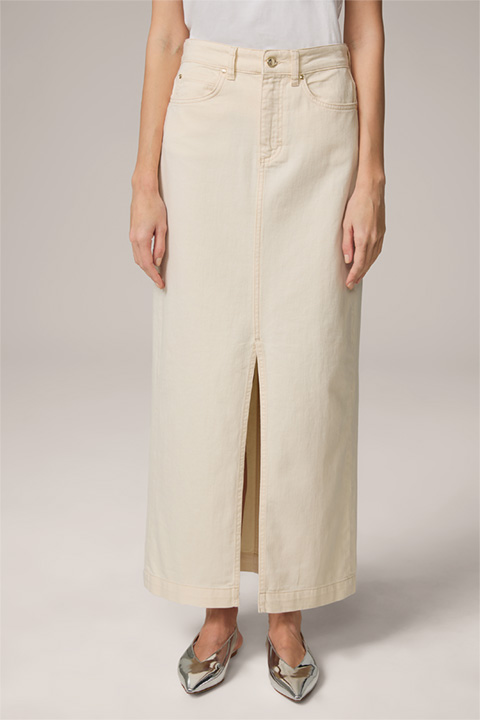 Jeans-Maxi-Rock in Creme