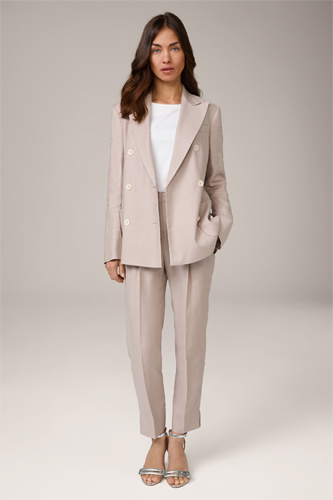Stretch Linen Trouser Suit in Taupe