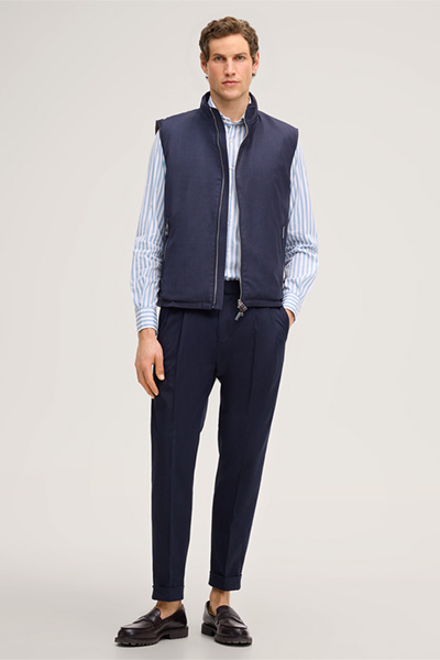 Empoli virgin wool travel waistcoat in navy