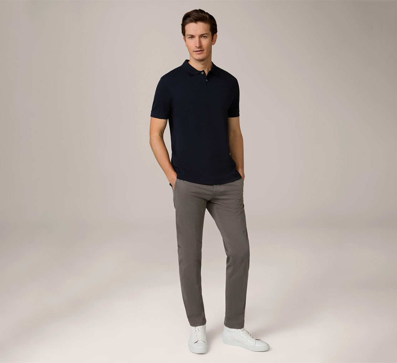 windsor. presents the product Paolos Cotton Polo Shirt in Navy from the category T-shirts & Polo shirts