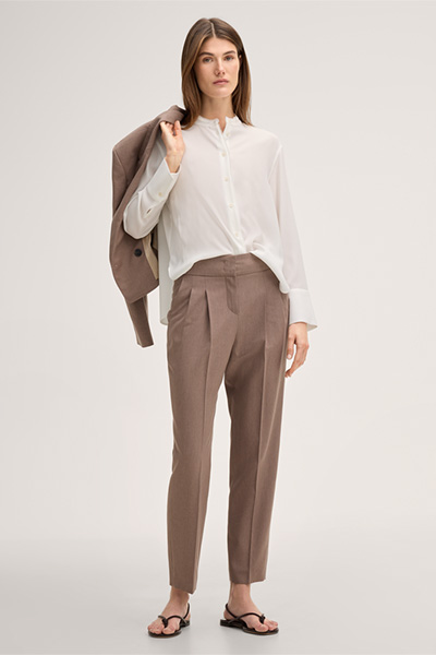 Crepe-Hemd-Bluse in Ecru