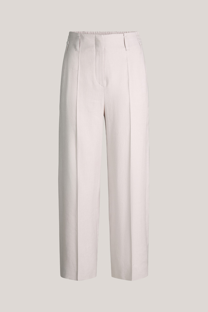 Führt zu Produktdetailseite „Leinenstretch-Bundfaltenhose in Beige"