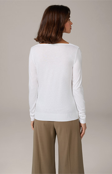 Tencel-Baumwoll-Langarm-Shirt in Weiß