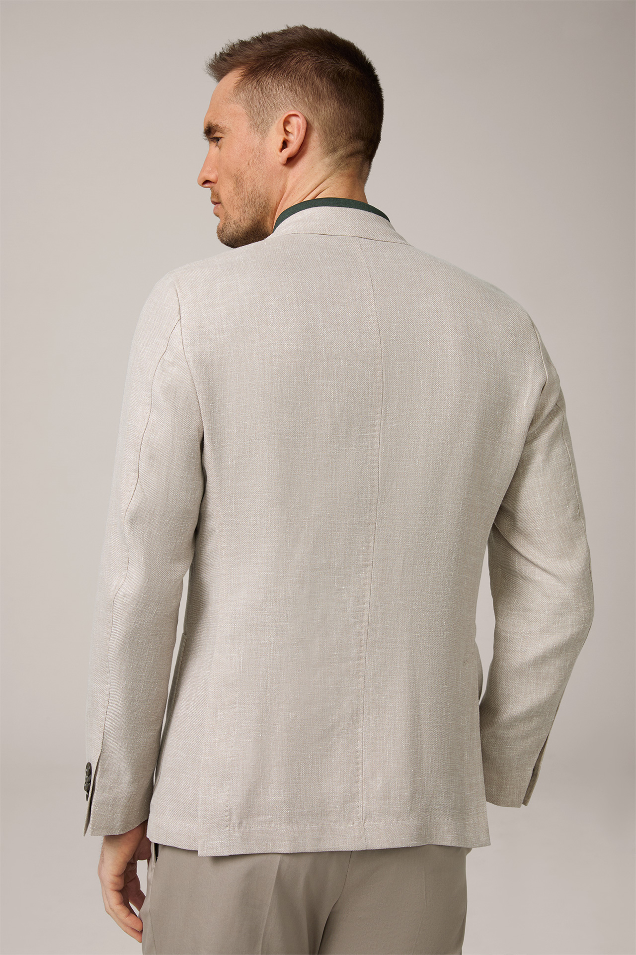 Camicia Linen Blend Jacket with Wool and Silk in Mottled Beige