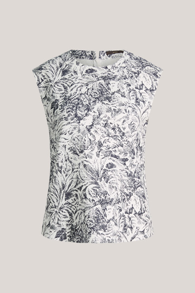 Lyocell-Print-Blusentop in Navy Ecru