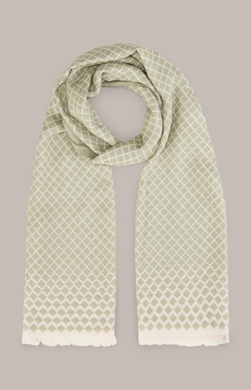 Printed Modal Scarf in a Sage and Ecru Pattern
