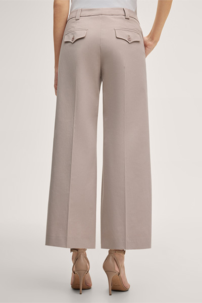Baumwollstretch-Gabardine-Culotte-Hose in Taupe