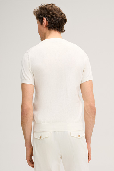 Cashmilo Knitted Shirt with Cashmere and Silk in Ecru