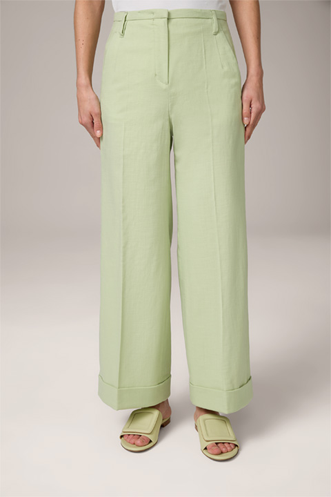 Pantalon style jupe-culotte en coton mélangé, en vert clair