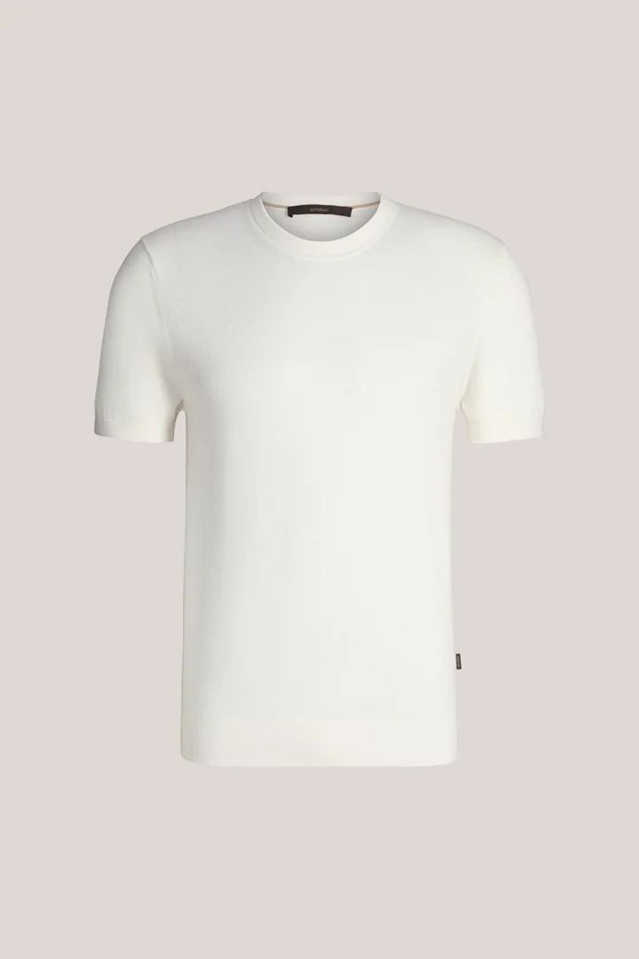 Cashmilo Knitted Shirt with Cashmere and Silk in Ecru