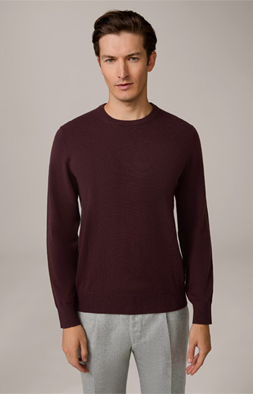 Cashmere-Rundhals-Pullover Cashmono in Bordeaux