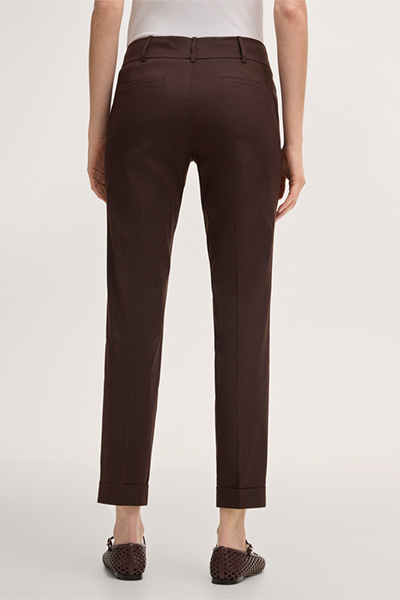 Pantalon de costume en coton stretch avec revers, couleur marron foncé