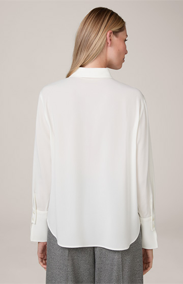 Crêpe Shirt-style Blouse with Breast Pocket in Ecru