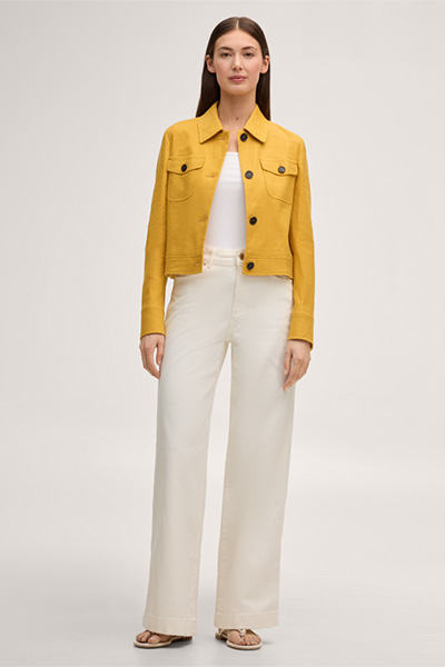 Führt zu Produktdetailseite „Leinenstretch-Blazer-Jacke in Gelb"