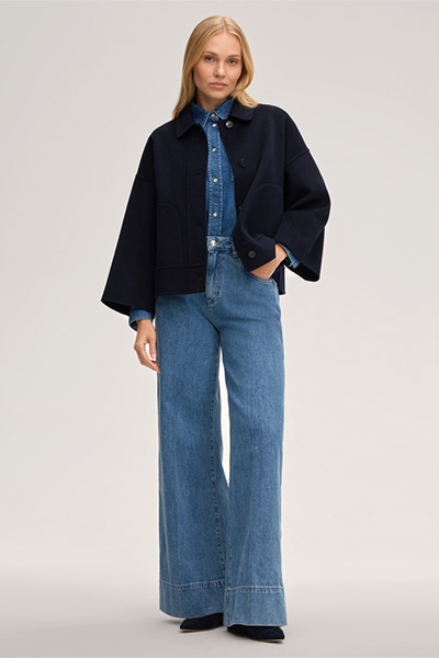 Schurwoll-Doubleface-Jacke in Navy