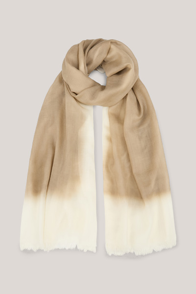 Schurwoll-Schal mit Farbverlauf in Taupe