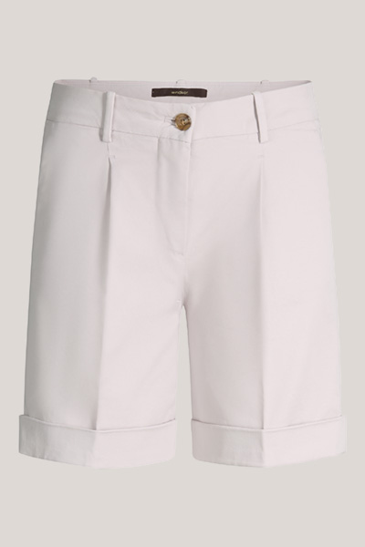 Short en coton stretch avec revers, couleur beige