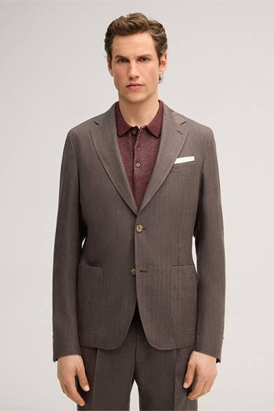 Schurwollmix-Baukasten-Sakko Giro mit Leinen in Braun