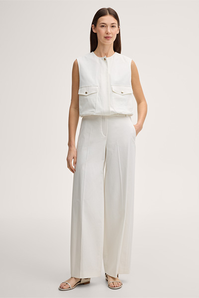 Double-Baumwollstretch-Marlene-Hose in Ecru