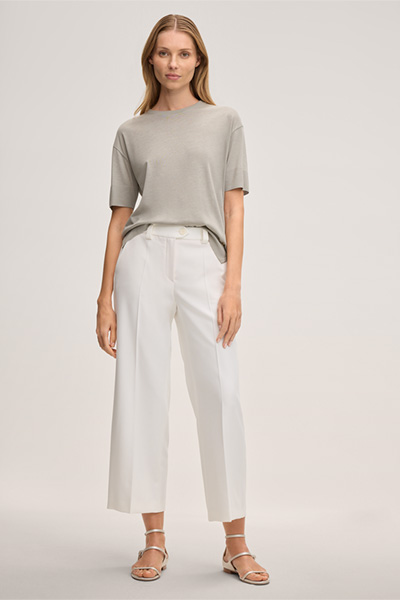 Lyocell-Baumwoll T-Shirt in Grau-Beige