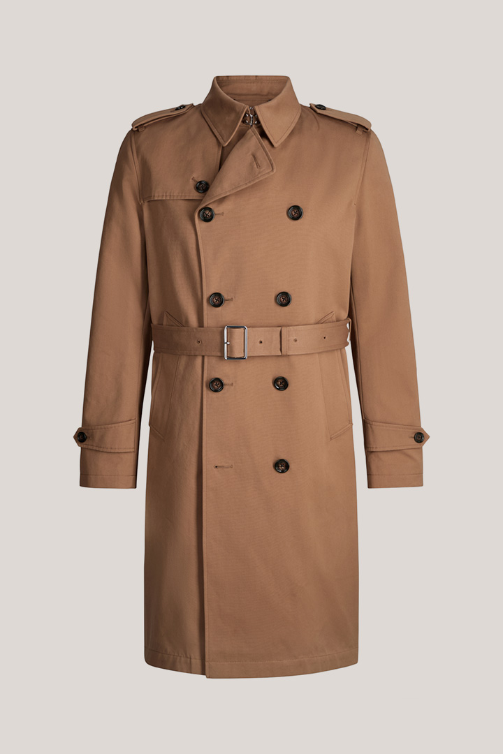 Führt zu Produktdetailseite „Baumwoll-Doppelreiher-Trenchmantel Trento in Camel"