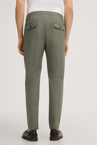 Pantalon modulable en coton mélangé Flomo avec plis à la taille, couleur olive
