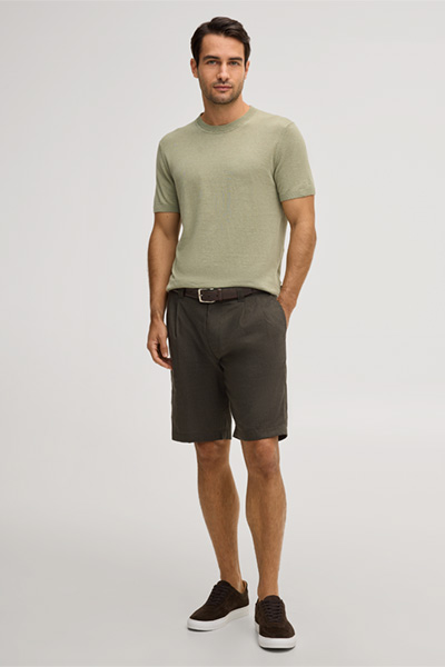 Leinenmix-Strick-T-Shirt Lindo mit Baumwolle in Hellgrün