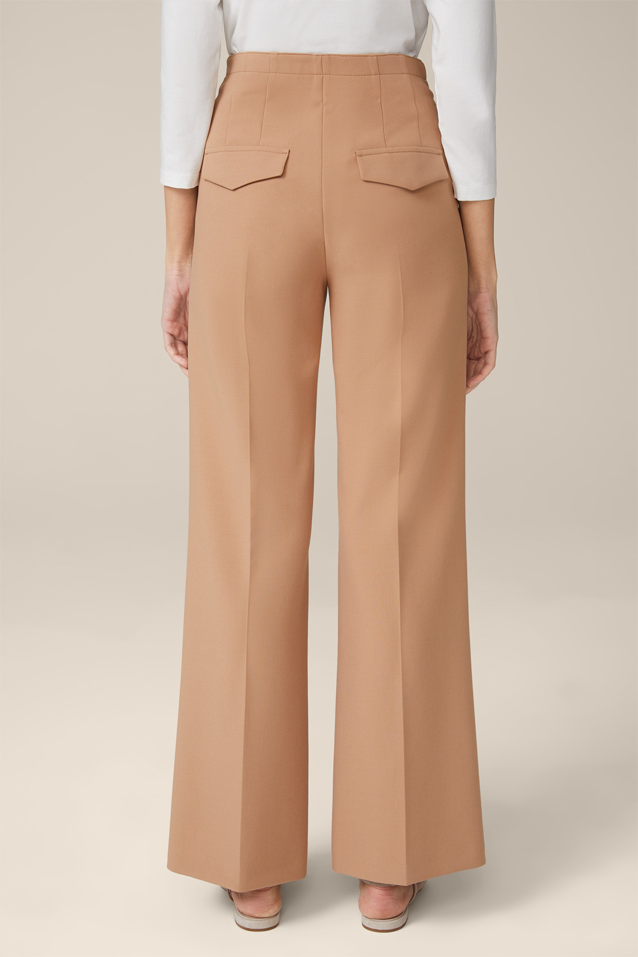 Pantalon Marlene en crêpe, couleur camel