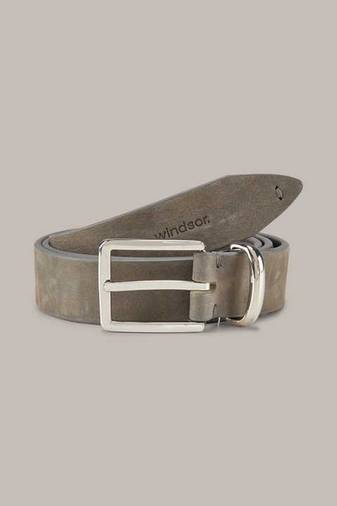 Nubuck Leather Belt in Grey