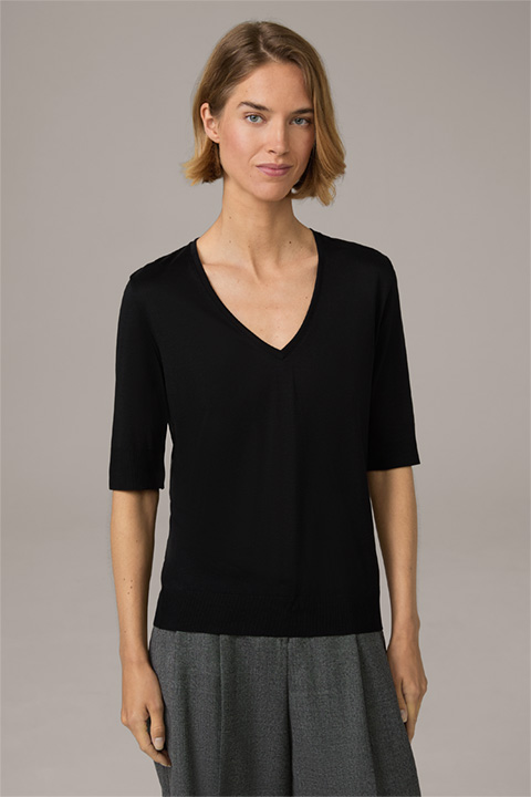 Tencel Cotton Half-Sleeved Shirt in Black