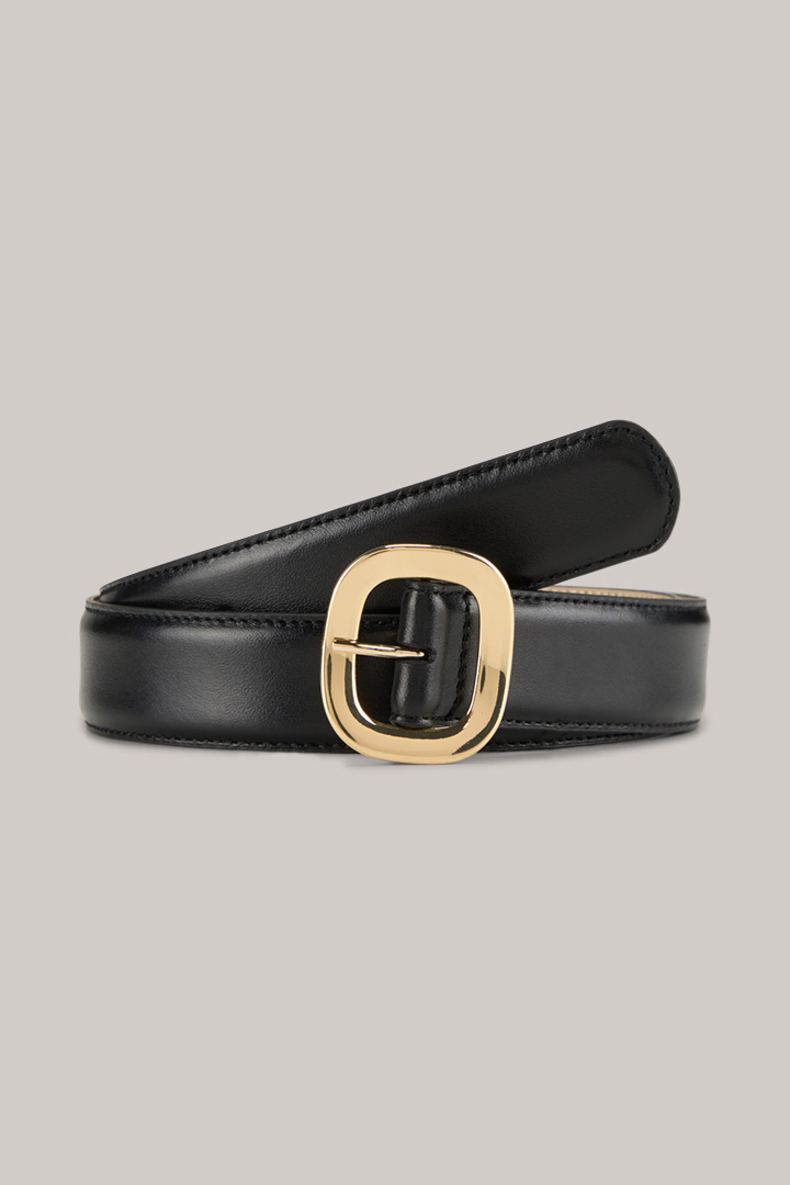 Nappa Leather Belt with Pouch in Black