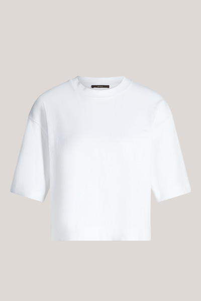 Cropped Cotton Interlock T-shirt in White