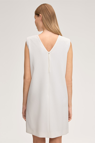 Crepe-Etui-Kleid ärmelos in Ecru