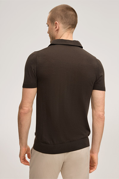 Wollmix-Polo-Shirt Nando mit Cashmere und Seide in Braun