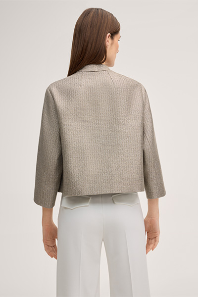 Cotton blend blazer cardigan with shawl collar in gold