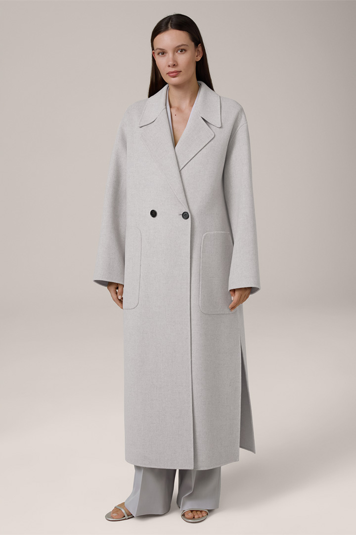 Virgin Wool Double-face Coat in Grey