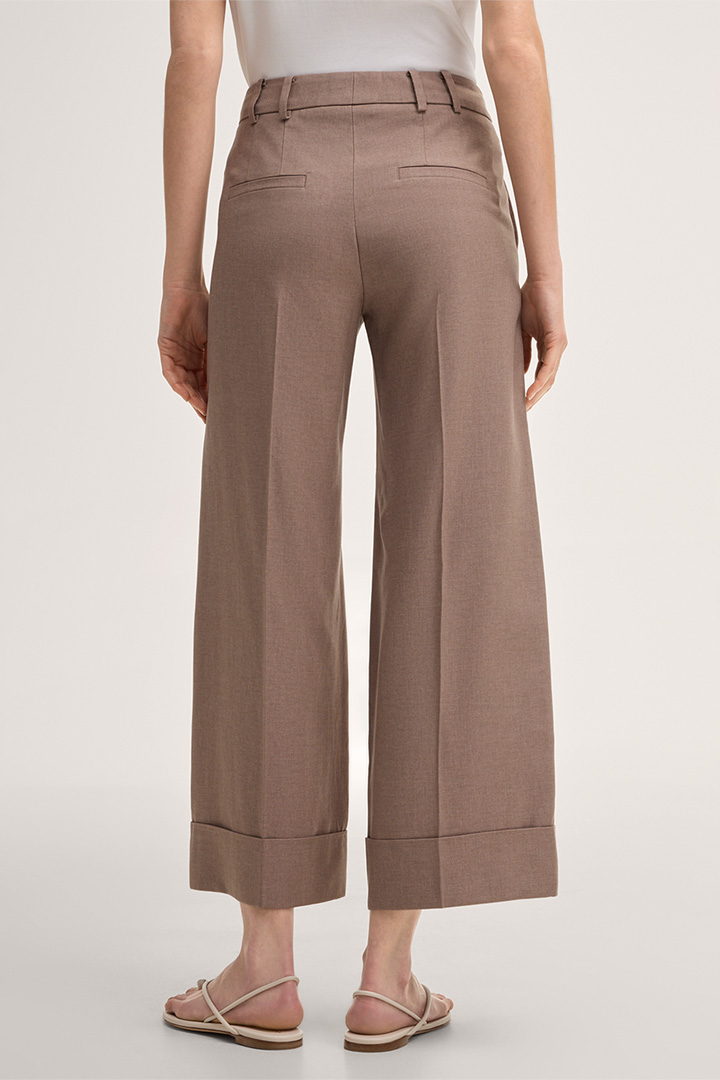 Pantalon culotte en lyocell avec revers, couleur marron