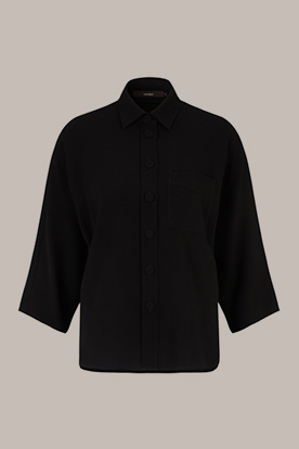 Chemisier en crêpe oversize avec col de chemise, en noir