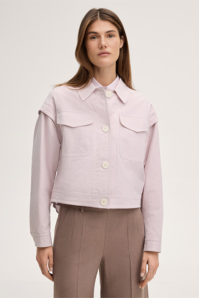 Veste en coton avec col à rabattre, couleur rose